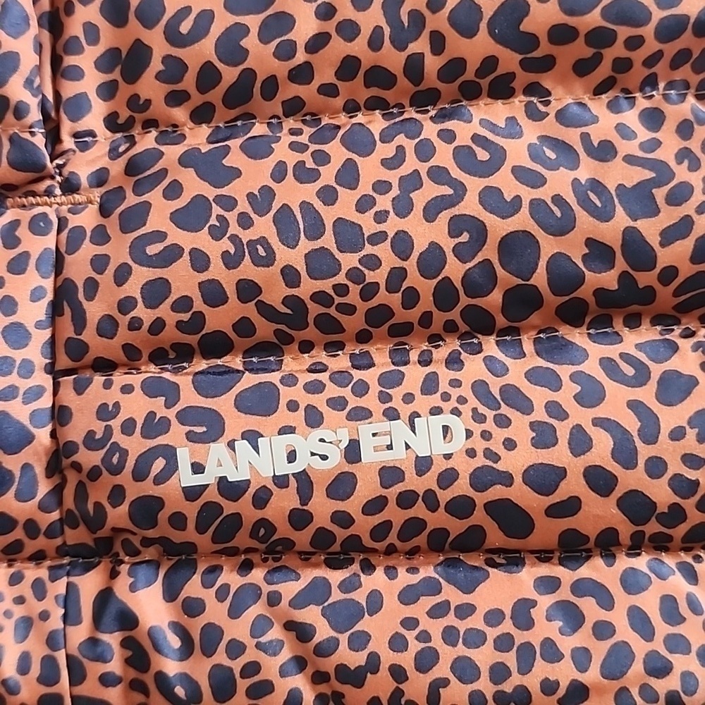 Lands End Women's Cheetah Print Puffer Vest Sz 1X - Picture 2 of 5
